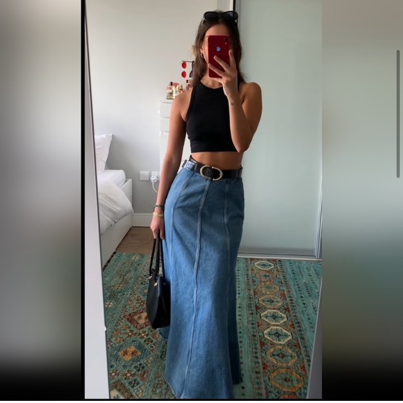 Zara BLOGGERS FAVE DENIM HIGH WAIST MAXI LONG JEAN SKIRT SPRING SUMMER MUST HAVE - Picture 5 of 14